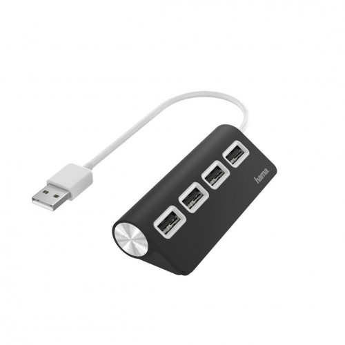 Hama USB-HUB, 4-POORTS, USB 2.0, 480 MBIT/S Zwart Hama USB-HUB, 4-POORTS, USB 2.0, 480 MBIT/S Zwart