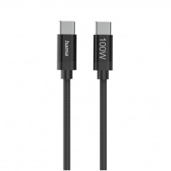 Hama Fabric USB-C - USB-C 100W 1.5 m nylon Zwart