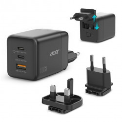 Acer GaN charger, 2 x USB-C + 1x USB-A ports Zwart